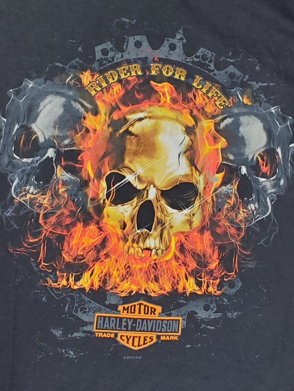 Harley Davidson 2015 Flaming Skull Charlotte NC T-Shirt USA Made Size 3XL - EUC